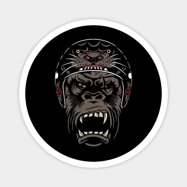 Monkey biker Magnet by gggraphicdesignnn